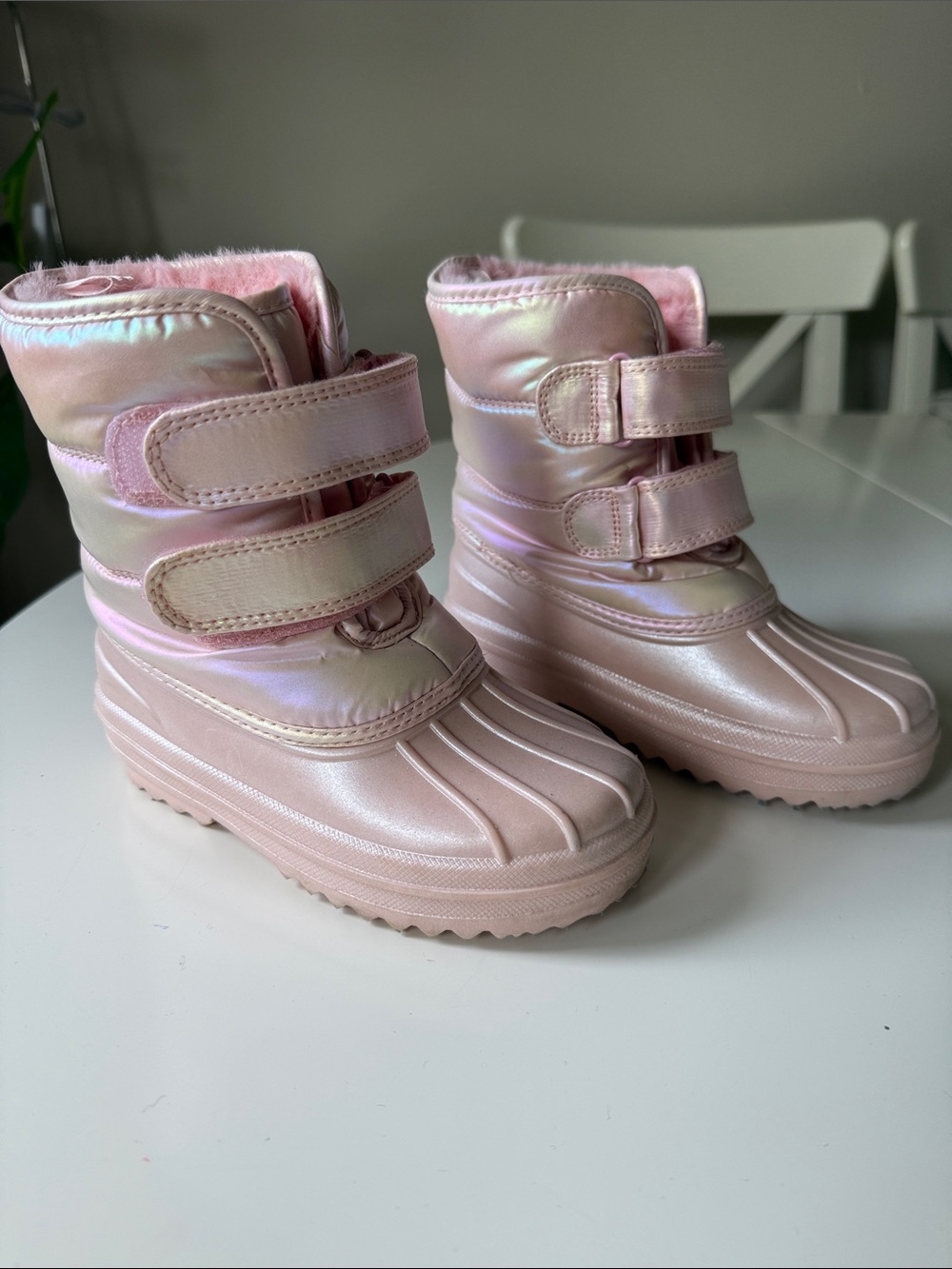 The Children's Place Pink Iridescent Kids' Rain & Snow Boots with Double Straps